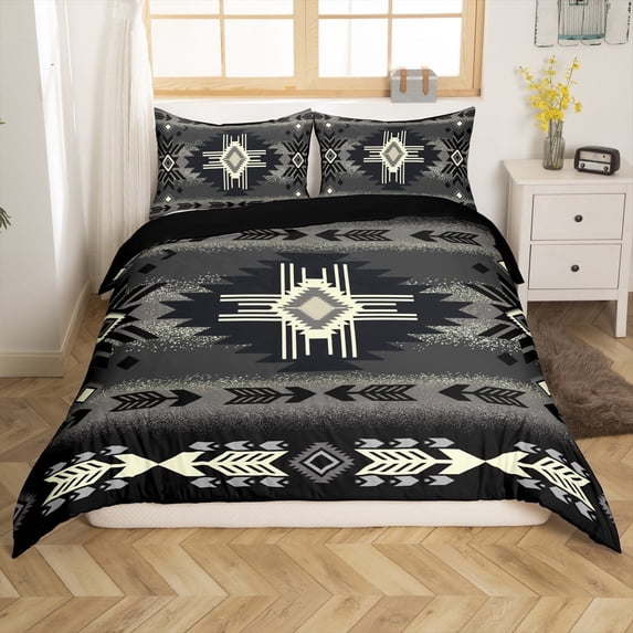Erosebridal Hippie Aztec Comforter Cover Twin,Bohemian Theme Bedding Twin Size,Lightweight Reversible Comforter Cover Twin,Tribal Room Decorative,3-Piece(No Comforter)