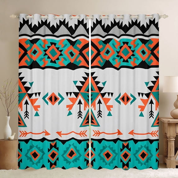 Erosebridal Hippie Aztec Curtains Pack of 2 (42x84 Each), Rustic Farmhouse Lodge Cabin Curtains Blackout
