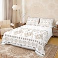 thumbnail image 1 of Erosebridal Hippie Aztec Full Size Sheets, Bohemian Geometric Bed Sheets, White Brown, 4 Pieces 1 Flat Sheet, 1 Fitted Sheet and 2 Pillowcases, 1 of 5