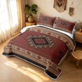 thumbnail image 1 of Erosebridal Hippie Aztec Quilt King, Boho Geometric King Coverlet Set, Rust Maroon Taupe 3-Piece, 1 Bedspread and 2 Pillowcases, 1 of 7