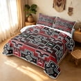 thumbnail image 1 of Erosebridal Hippie Aztec Quilt King, Boho Patchwork King Coverlet Set, Burgundy Gray Black 3 Pieces, 1 Bedspread and 2 Pillowcases, 1 of 7