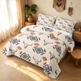 thumbnail image 1 of Erosebridal Hippie Aztec Twin Quilt Set, Boho Cow Skull Twin Coverlet Set, Cream Terracotta Black 2pcs, 1 Bedspread and 1 Pillowcase, 1 of 7