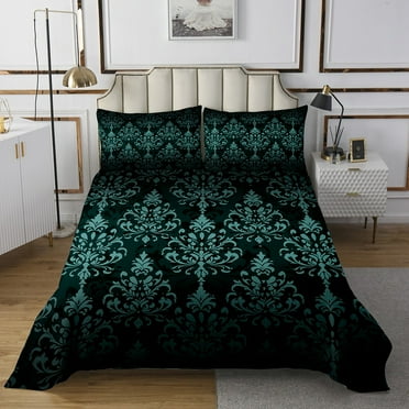 Erosebridal Hippie Damask Coverlet Set Twin, Bohemian Boho Flower Bedding Set, Exotic Style Decorative