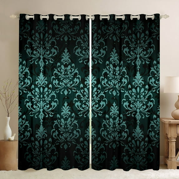 Erosebridal Hippie Damask Curtains and Drapes (38x54), Bohemian Boho Flower 30%-50% Blackout Curtains for Bedroom, Exotic Style Decorative
