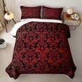 thumbnail image 1 of Erosebridal Hippie Damask Floral Twin Quilt Set for Women Girls, Vintage Bohemian Twin Coverlet Set, Black Red, 2 Pieces, 1 of 7