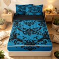 thumbnail image 1 of Erosebridal Hippie Damask Zipper Full Size Comforter Sets with Fitted Sheet and 2 Pillowcases, Boho Death MothZipper Bedding Set, Turquoise Blue Black, Black Reversible, 1 of 7