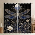 thumbnail image 1 of Erosebridal Hippie Dragonfly Blackout Curtains Set of 2 (52x84 Each) for Girls Women, Blossoms Moon Print Window Curtains, 1 of 6