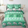 thumbnail image 1 of Erosebridal Hippie Elephant Bedding Sets Full Size, Bohemian Tribal Aztec Comforter Sets with Sheets, Green, Microfiber 7pcs, 1 of 5