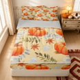 thumbnail image 1 of Erosebridal Hippie Harvest Pumpkin Zipper Twin Comforter Sets with Fitted Sheet and 2 Pillowcases, Botanical Maple Leaf Zipper Bedding Set for Boys Girls, Orange Pale Yellow, Gray Reversible, 1 of 7