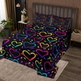 thumbnail image 1 of Erosebridal Hippie Love Heart Bedspread Twin Size Black Pink Blue Quilt Set, Rainbow Polka Dots Coverlet Set Kawaii Cute Hearts Bedding Set, Girly Glowing Neon Heart Bed Cover Cozy Soft, 1 of 4