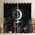 thumbnail image 1 of Erosebridal Hippie Moon Print Curtains and Drapes (52x84), Botanical Plants Flower 30%-50% Blackout Curtains for Bedroom, 1 of 6