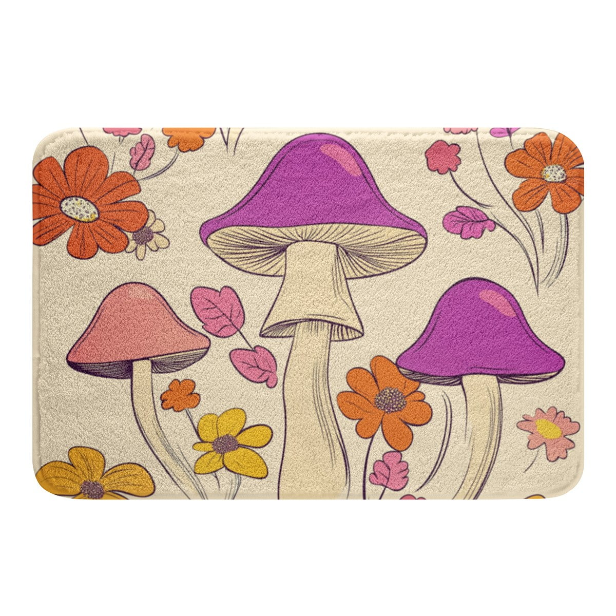Erosebridal Hippie Mushroom Bathroom Rugs 20x32, Groovy Floral Bathroom ...