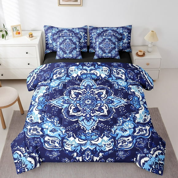 Erosebridal Hippie Paisley Bedding Sets King Size,Bohemian Mandala Bed in a Bag King size,Southwestern Style Decor,Reversible,Ultra Soft,7 Pieces