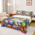 thumbnail image 1 of Erosebridal Hippie Rabbit Print Kid Full Size Sheets, Western Easter Egg Bed Sheets, 4pcs, 1 of 5
