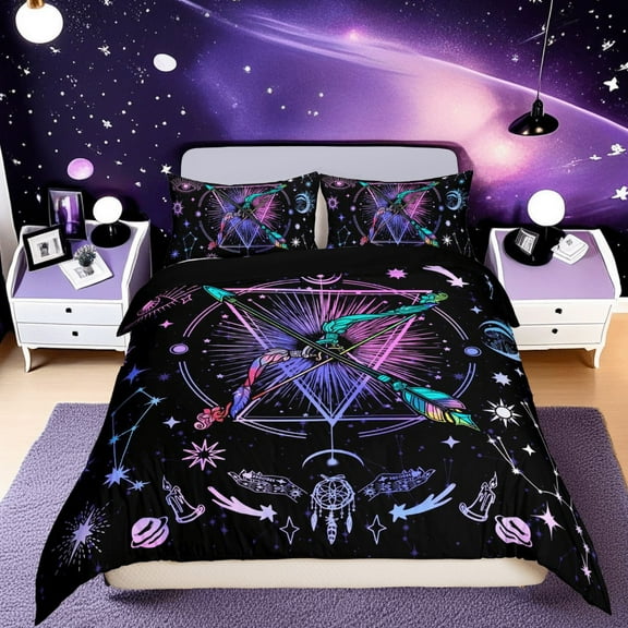 Erosebridal Hippie Sagittarius Duvet Cover Twin, Trippy Astrology Bedding Sets Twin Size, Horoscope Constellations Room Decor, Reversible 2-Piece (No Comforter)