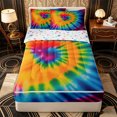 thumbnail image 1 of Erosebridal Hippie Tie Dye Pattern Zipper Full Size Comforter Sets with Fitted Sheet and 2 Pillowcases,Circular Swirl Print Zipper Bedding Set,Green Yellow Blue Purple,Reversible, 1 of 6
