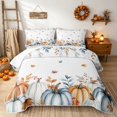 thumbnail image 1 of Erosebridal Hippie Watercolor Pumpkin Twin Quilt Set, Thanksgiving Autumn Foliage Twin Coverlet Set for Boys Girls, Orange Sage White, 2pcs 1 Bedspread and 1 Pillowcase, 1 of 7