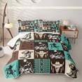 thumbnail image 1 of Erosebridal Hippie Western Skeleton Quilt King, Cowgirl Cowboy King Coverlet Set, 3 Pieces, 1 of 7