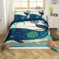 thumbnail image 1 of Erosebridal Hippie Whale Comforter Cover Full, Marine Wild Animal Wildlife Bedding Full Size, Reversible 3pcs (No Comforter), 1 of 6