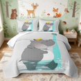 thumbnail image 1 of Erosebridal Hippo Twin Quilt Set for Boys Girls, Bath Time Twin Coverlet Set, 2-Piece 1 Bedspread and 1 Pillowcase, 1 of 7