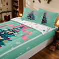 thumbnail image 1 of Manfei Holiday Zipper Queen Comforter Set with Fitted Sheet and 2 Pillowcases Ornament Zipper Bedding Set, Pink White, Xmas Reversible, 1 of 7