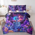 thumbnail image 1 of Erosebridal Holleween Skull Bed in a Bag Queen Size,Vintage Boho Floral Bed Set,Purple Sky Starry Bedding Queen Size,Lightweight Room Decor Reversible,7 Pieces, 1 of 7