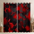 thumbnail image 1 of Erosebridal Honeycomb Geometry Curtains for Living Room, Black Red 30%-50% Blackout Curtains Set of 2 (42x63), Abstract Curtains and Drapes (42x63), Window Drapes Room Decor, 1 of 6