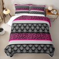 thumbnail image 1 of Erosebridal Hot Pink Bohemian Damask Quilt King for Women Girls, Leopard Spot Print King Coverlet Set, 3-Piece, 1 of 7