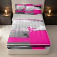 thumbnail image 1 of Erosebridal Hot Pink Gray Zipper Queen Comforter Set with Fitted Sheet and 2 Pillowcases, Contemporary Brush Strokes Zipper Bedding Set, Gray Reversible, 1 of 7