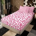 thumbnail image 1 of Erosebridal Hot Pink Leopard Print Zipper Twin Comforter Sets with Fitted Sheet and 2 Pillowcases,Solid White Base Accent Zipper Bedding Set,Pink White,4-Piece,Reversible, 1 of 6