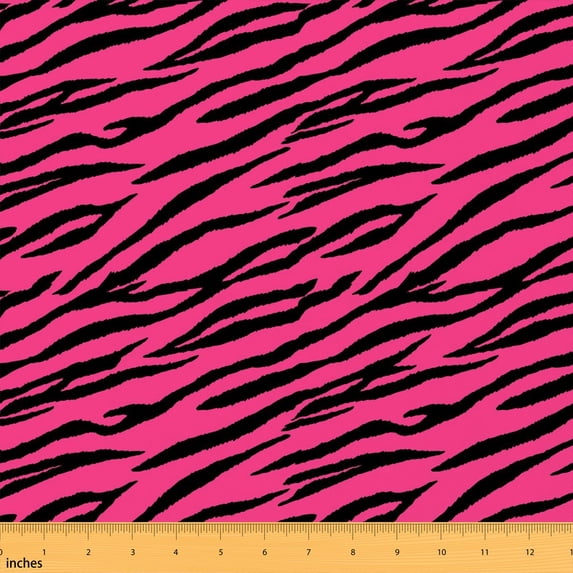 Erosebridal Hot Pink Tiger Fabric by the Yard 1 Yard, Black Animal Print Home Decor Fabric by the Yard