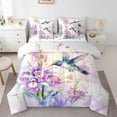 thumbnail image 1 of Erosebridal Hummingbird Bedding Queen Size, Purple Floral Bedding Sets Queen Size, Spring Oil Painting Decor, Reversible, 1 of 5