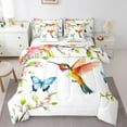 thumbnail image 1 of Erosebridal Hummingbird Butterfly Bedding Twin Size, Botanical Branches Comforter Sets with Sheets, Pink Blossoms Duvet Set, Microfiber Bedroom Decor, Reversible 7-Piece, 1 of 5