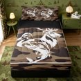 thumbnail image 1 of Erosebridal Hunting Camo Silhouette Zipper Twin Comforter Sets with Fitted Sheet and 2 Pillowcases,Deer Duck Fish Wildlife Zipper Bedding Set For Boys,Black Reversible,4pcs, 1 of 7