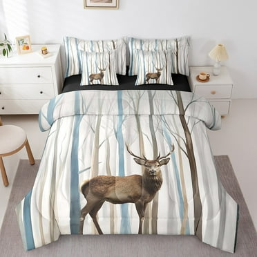 Erosebridal Hunting Deer Bedding Sets Twin Size, Animal Theme Comforter Sets with Sheets, Rustic Farmhouse Decor