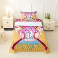 thumbnail image 1 of Erosebridal Ice Cream Baseball Print Twin Sheet Sets 3pcs For Kids,Boys Sport Theme Personalized Initial L Bedding, 1 of 5
