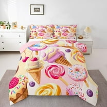 Erosebridal Ice Cream Comforter Sets,Kawaii Cartoon Comforters & Duvets,Food Decoration,Reversible,Breathable,2pcs