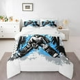 thumbnail image 1 of Erosebridal Ice Hockey Player Bedding Full Comforter Set,Sport Gaming Down Comforter,Blue Gray Black Graffiti Bedding Sets Full with Comforter,Microfiber Bedroom Decor Reversible，3 Pieces, 1 of 8