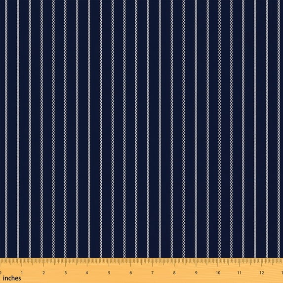 Erosebridal Indigo Chain Fabric by the Yard 10 Yards, White Vertical Stripe Pattern Home Decor Fabric by the Yard