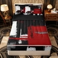 thumbnail image 1 of Erosebridal Industrial Paint Mark Zipper Full Size Comforter Sets with Fitted Sheet and 2 Pillowcases,Distressed Streak Print Zipper Bedding Set,Scarlet White Black,Black Reversible, 1 of 6