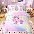 thumbnail image 1 of Erosebridal Initial A-Z Bedding Sets Twin Size for Kids Girls, Girly Unicorn Letter T Bedding Comforter Set, Colorful Stars Reversible, 7pcs, 1 of 5