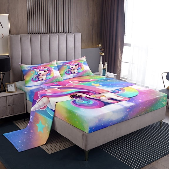 Erosebridal Initial A to Z Letter Sheet Set Twin, Monogrammed D Bedding Sets Twin Size, Unicorn Twin Sheet Sets, Microfiber Bedroom Decor, 3-Piece