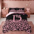 thumbnail image 1 of Erosebridal Initial Alphabet D Queen Comforter Set,Wild Cheetah Print Kids Pink Bowknot Bedding Comforter Set For Leopard Lovers,Reversible pink,3-Piece, 1 of 7