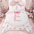 thumbnail image 1 of Erosebridal Initial Alphabet E Full Size Comforter Sets,Cute Coquette Bows Bedding Sets For Kids Girls,Reversible pink,3-Piece, 1 of 7