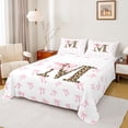 thumbnail image 1 of Erosebridal Initial Alphabet M Bed Sheets,Princess Bowknot Wild Cheetah Pattern King Sheets For Bowtie Girls 4pcs, 1 of 6