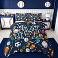 thumbnail image 1 of Erosebridal Initial Alphabet M Queen Comforter Set,American Rugby Sport Games Kids Bedding Comforter Set For Boys,Reversible navy blue,3pcs, 1 of 7