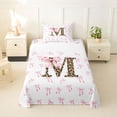 thumbnail image 1 of Erosebridal Initial Alphabet M Twin Sheet Sets,Princess Bowknot Wild Cheetah Pattern Bedding For Bowtie Girls 3pcs, 1 of 6