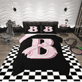 thumbnail image 1 of Erosebridal Initial B Letter Comforter Sets , Princess Bow Comforters & Duvets, Pink Monogrammed Reversible Duvet Insert, Microfiber Room Decor, 2-Piece, 1 of 8