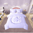 thumbnail image 1 of Erosebridal Initial C Letter Bedding Sets Twin Size, Princess Bow Comforter Sets with Sheets, Purple Monogrammed Reversible Bed Set, Microfiber Room Decor, 7pcs, 1 of 6