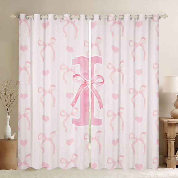 Erosebridal Initial G Letter Curtains Pack of 2 (38x54), Cute Bowknot 30%-50% Black Out Curtains, Dreamy Princess Decor